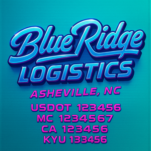 Custom Truck Door Decal Sticker Lettering with Trucking Name or Company Name, City & State, US DOT, MC, CA, KYU, GVW, VIN Sign (Set of 2)