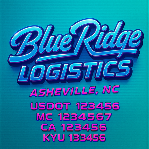 Custom Truck Door Decal Sticker Lettering with Trucking Name or Company Name, City & State, US DOT, MC, CA, KYU, GVW, VIN Sign (Set of 2)