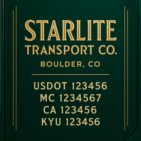Custom Truck Door Decal Sticker Lettering with Trucking Name or Company Name, City & State, US DOT, MC, CA, KYU, GVW, VIN Sign (Set of 2)