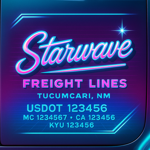 Custom Truck Door Decal Sticker Lettering with Trucking Name or Company Name, City & State, US DOT, MC, CA, KYU, GVW, VIN Sign (Set of 2)