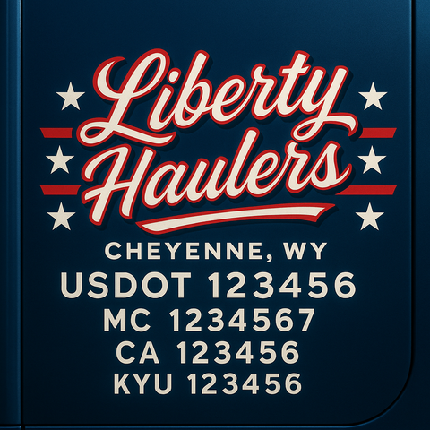 Custom Truck Door Decal Sticker Lettering with Trucking Name or Company Name, City & State, US DOT, MC, CA, KYU, GVW, VIN Sign (Set of 2)