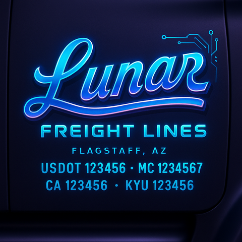 Custom Truck Door Decal Sticker Lettering with Trucking Name or Company Name, City & State, US DOT, MC, CA, KYU, GVW, VIN Sign (Set of 2)