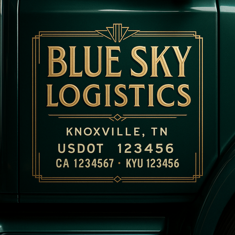 Custom Truck Door Decal Sticker Lettering with Trucking Name or Company Name, City & State, US DOT, MC, CA, KYU, GVW, VIN Sign (Set of 2)