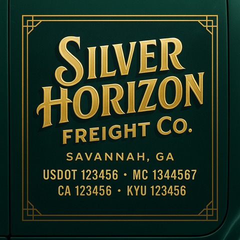 Custom Truck Door Decal Sticker Lettering with Trucking Name or Company Name, City & State, US DOT, MC, CA, KYU, GVW, VIN Sign (Set of 2)