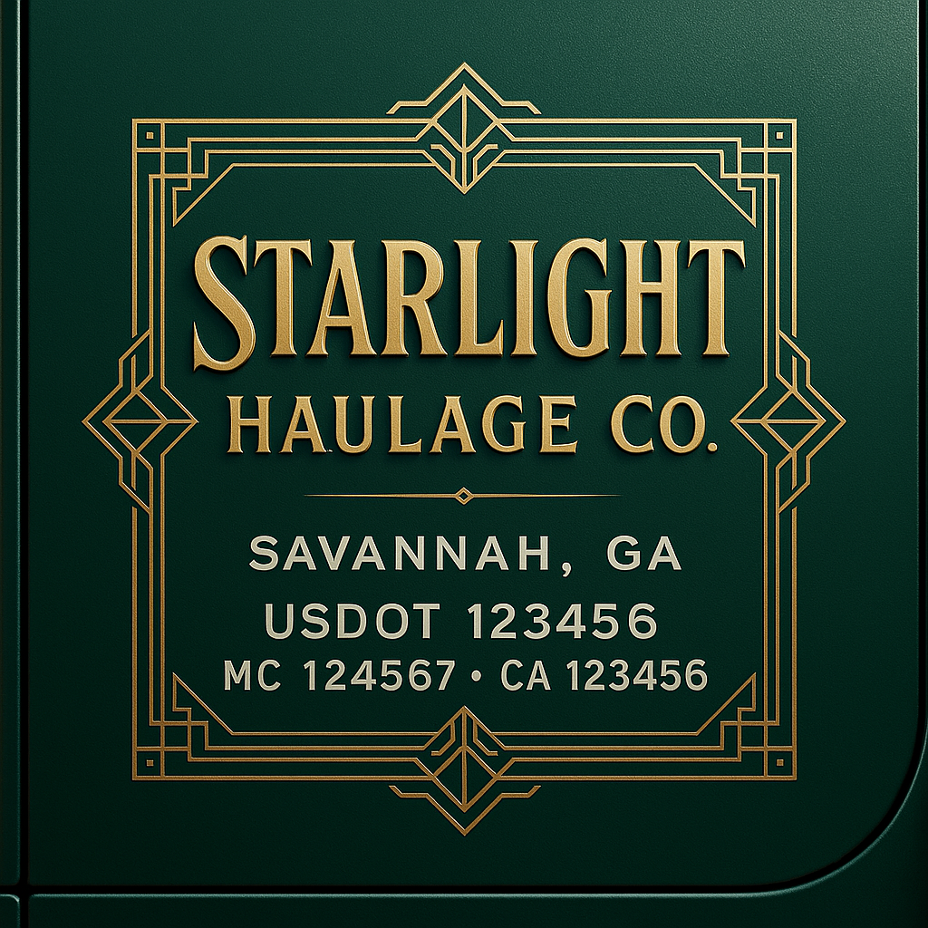 Custom Truck Door Decal Sticker Lettering with Trucking Name or Company Name, City & State, US DOT, MC, CA, KYU, GVW, VIN Sign (Set of 2)