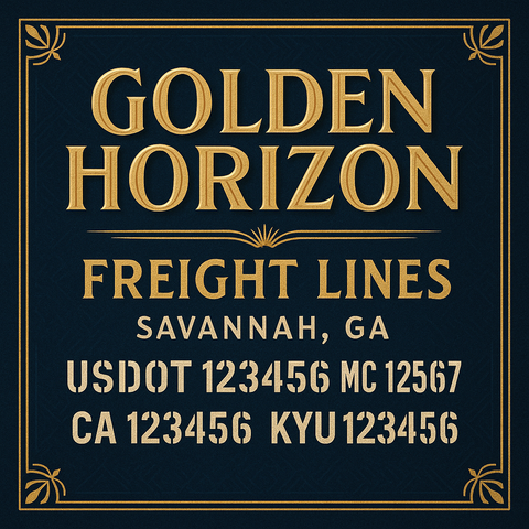 Custom Truck Door Decal Sticker Lettering with Trucking Name or Company Name, City & State, US DOT, MC, CA, KYU, GVW, VIN Sign (Set of 2)