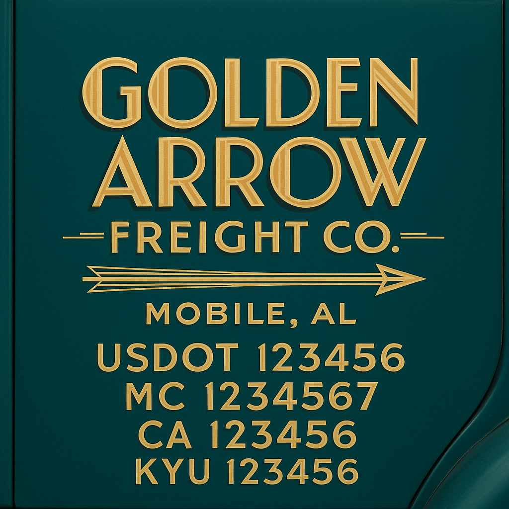 Custom Truck Door Decal Sticker Lettering with Trucking Name or Company Name, City & State, US DOT, MC, CA, KYU, GVW, VIN Sign (Set of 2)