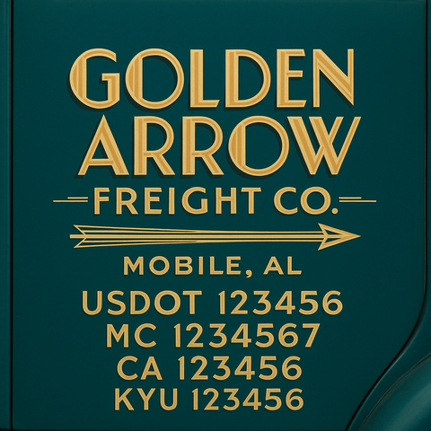 Custom Truck Door Decal Sticker Lettering with Trucking Name or Company Name, City & State, US DOT, MC, CA, KYU, GVW, VIN Sign (Set of 2)