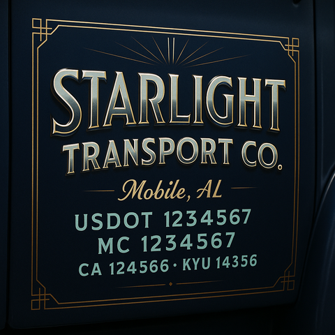 Custom Truck Door Decal Sticker Lettering with Trucking Name or Company Name, City & State, US DOT, MC, CA, KYU, GVW, VIN Sign (Set of 2)