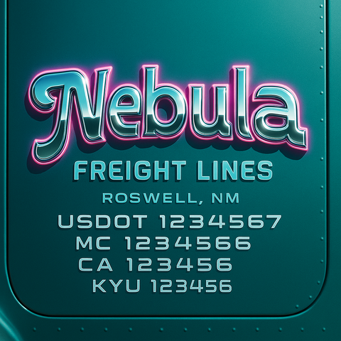 Custom Truck Door Decal Sticker Lettering with Trucking Name or Company Name, City & State, US DOT, MC, CA, KYU, GVW, VIN Sign (Set of 2)