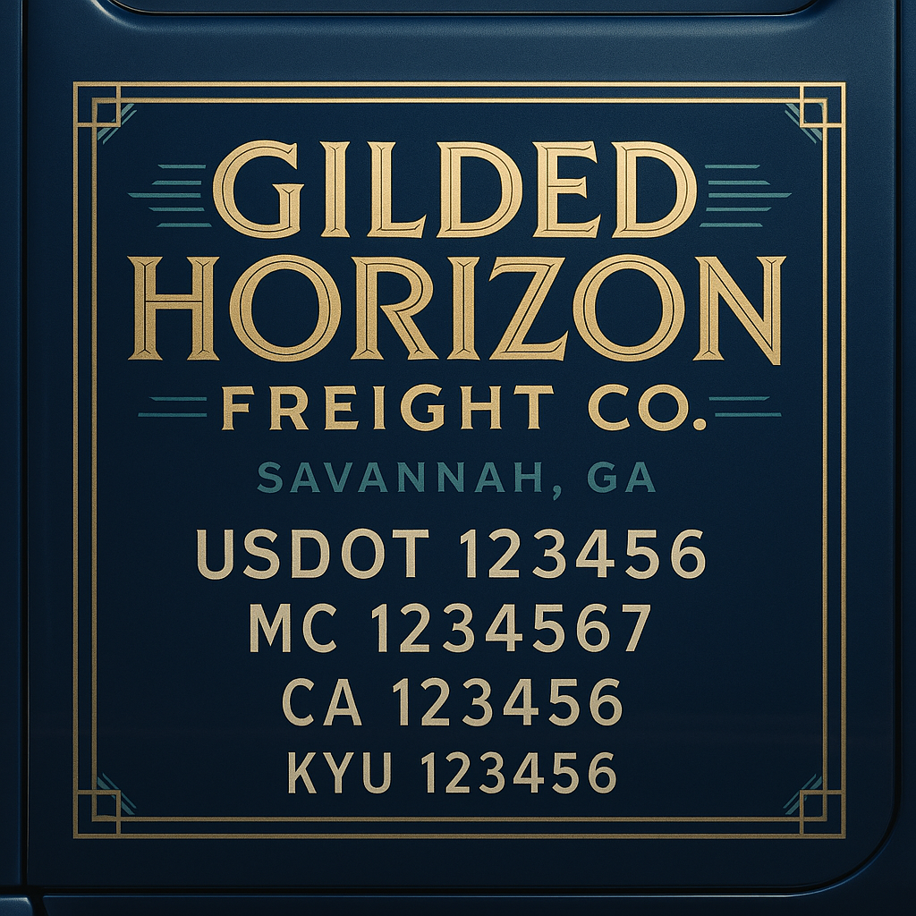 Custom Truck Door Decal Sticker Lettering with Trucking Name or Company Name, City & State, US DOT, MC, CA, KYU, GVW, VIN Sign (Set of 2)