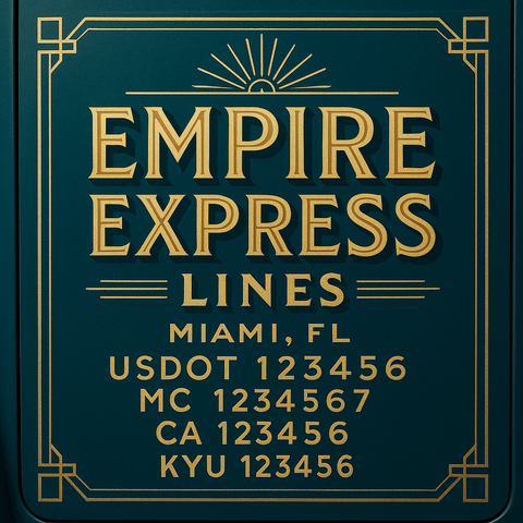Custom Truck Door Decal Sticker Lettering with Trucking Name or Company Name, City & State, US DOT, MC, CA, KYU, GVW, VIN Sign (Set of 2)