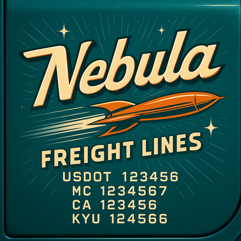 Custom Truck Door Decal Sticker Lettering with Trucking Name or Company Name, City & State, US DOT, MC, CA, KYU, GVW, VIN Sign (Set of 2)