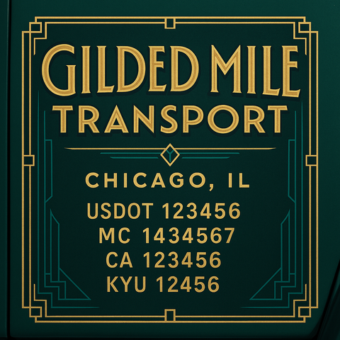 Custom Truck Door Decal Sticker Lettering with Trucking Name or Company Name, City & State, US DOT, MC, CA, KYU, GVW, VIN Sign (Set of 2)