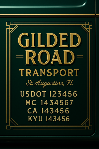 Custom Truck Door Decal Sticker Lettering with Trucking Name or Company Name, City & State, US DOT, MC, CA, KYU, GVW, VIN Sign (Set of 2)