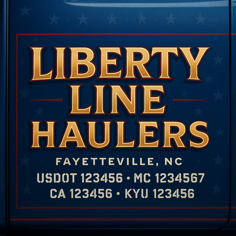 Custom Truck Door Decal Sticker Lettering with Trucking Name or Company Name, City & State, US DOT, MC, CA, KYU, GVW, VIN Sign (Set of 2)