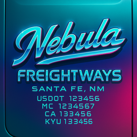 Custom Truck Door Decal Sticker Lettering with Trucking Name or Company Name, City & State, US DOT, MC, CA, KYU, GVW, VIN Sign (Set of 2)