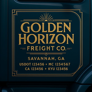 Custom Truck Door Decal Sticker Lettering with Trucking Name or Company Name, City & State, US DOT, MC, CA, KYU, GVW, VIN Sign (Set of 2)