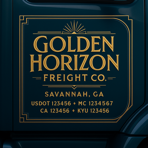 Custom Truck Door Decal Sticker Lettering with Trucking Name or Company Name, City & State, US DOT, MC, CA, KYU, GVW, VIN Sign (Set of 2)