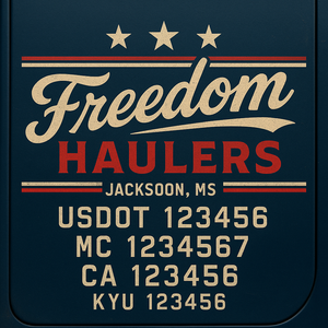 Custom Truck Door Decal Sticker Lettering with Trucking Name or Company Name, City & State, US DOT, MC, CA, KYU, GVW, VIN Sign (Set of 2)