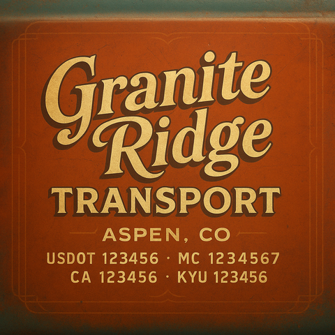 Custom Truck Door Decal Sticker Lettering with Trucking Name or Company Name, City & State, US DOT, MC, CA, KYU, GVW, VIN Sign (Set of 2)