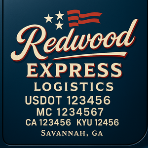 Custom Truck Door Decal Sticker Lettering with Trucking Name or Company Name, City & State, US DOT, MC, CA, KYU, GVW, VIN Sign (Set of 2)