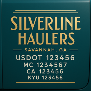 Custom Truck Door Decal Sticker Lettering with Trucking Name or Company Name, City & State, US DOT, MC, CA, KYU, GVW, VIN Sign (Set of 2)