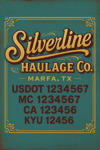 Custom Truck Door Decal Sticker Lettering with Trucking Name or Company Name, City & State, US DOT, MC, CA, KYU, GVW, VIN Sign (Set of 2)