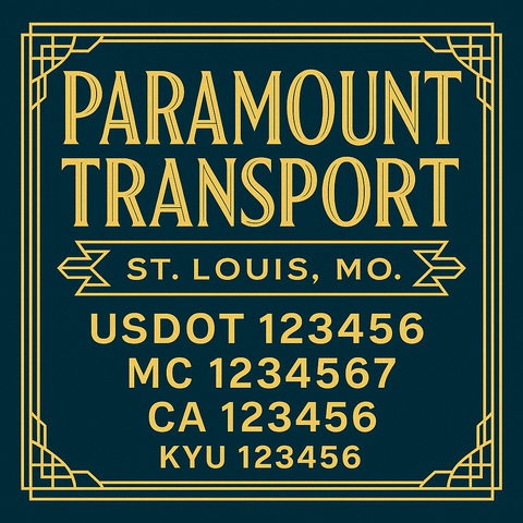 Custom Truck Door Decal Sticker Lettering with Trucking Name or Company Name, City & State, US DOT, MC, CA, KYU, GVW, VIN Sign (Set of 2)