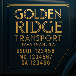 Custom Truck Door Decal Sticker Lettering with Trucking Name or Company Name, City & State, US DOT, MC, CA, KYU, GVW, VIN Sign (Set of 2)
