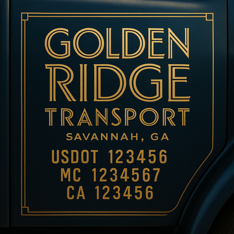 Custom Truck Door Decal Sticker Lettering with Trucking Name or Company Name, City & State, US DOT, MC, CA, KYU, GVW, VIN Sign (Set of 2)