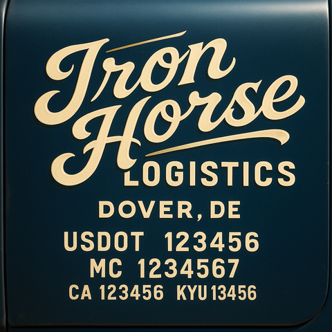 Custom Truck Door Decal Sticker Lettering with Trucking Name or Company Name, City & State, US DOT, MC, CA, KYU, GVW, VIN Sign (Set of 2)