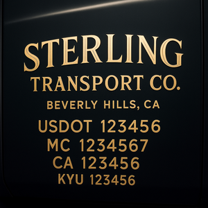 Custom Truck Door Decal Sticker Lettering with Trucking Name or Company Name, City & State, US DOT, MC, CA, KYU, GVW, VIN Sign (Set of 2)