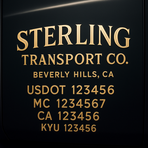 Custom Truck Door Decal Sticker Lettering with Trucking Name or Company Name, City & State, US DOT, MC, CA, KYU, GVW, VIN Sign (Set of 2)