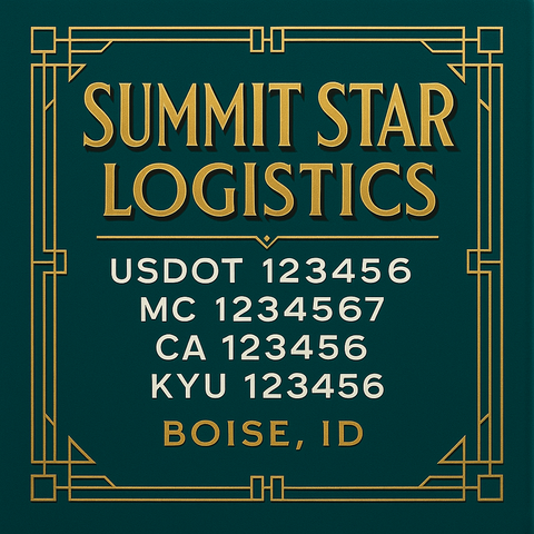 Custom Truck Door Decal Sticker Lettering with Trucking Name or Company Name, City & State, US DOT, MC, CA, KYU, GVW, VIN Sign (Set of 2)