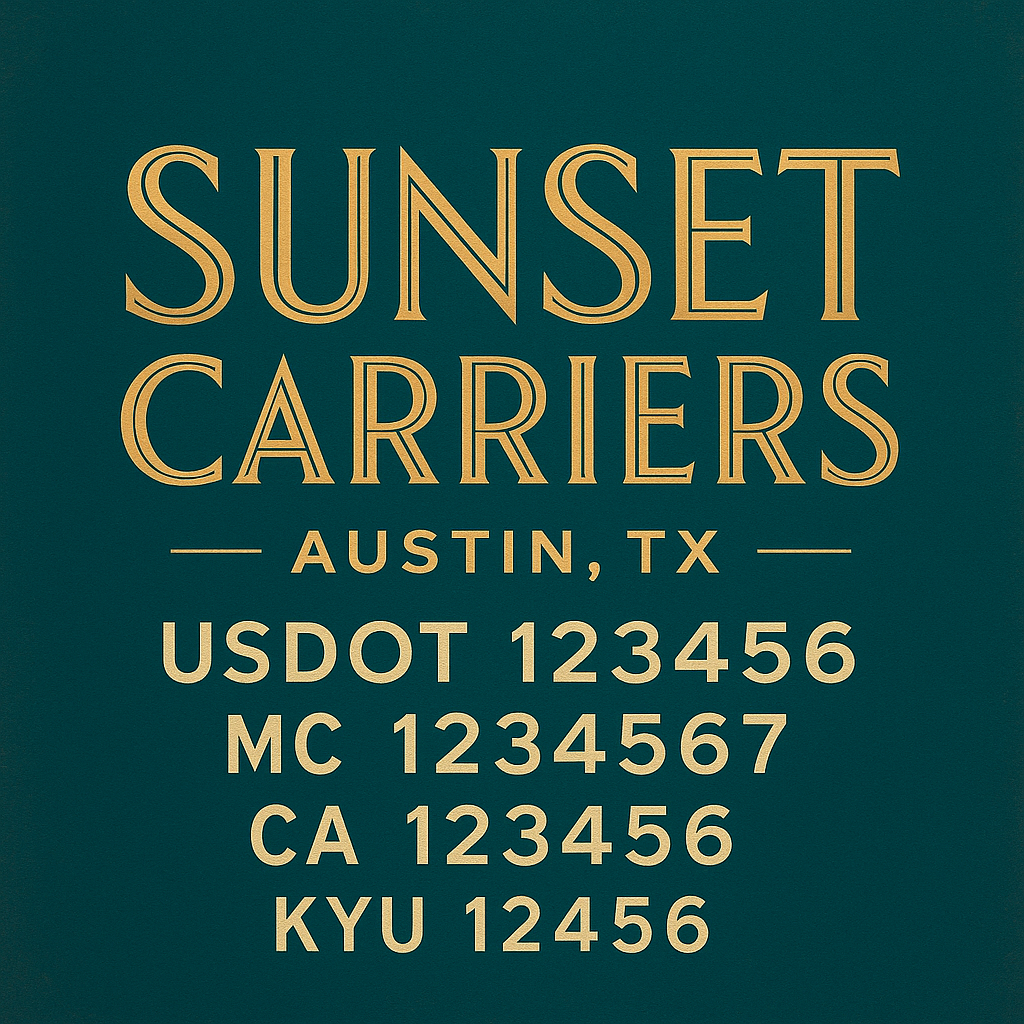 Custom Truck Door Decal Sticker Lettering with Trucking Name or Company Name, City & State, US DOT, MC, CA, KYU, GVW, VIN Sign (Set of 2)