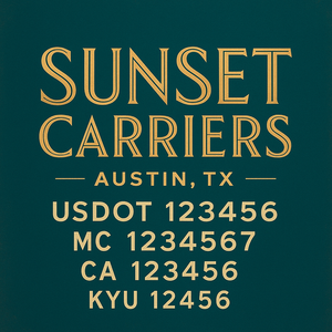 Custom Truck Door Decal Sticker Lettering with Trucking Name or Company Name, City & State, US DOT, MC, CA, KYU, GVW, VIN Sign (Set of 2)