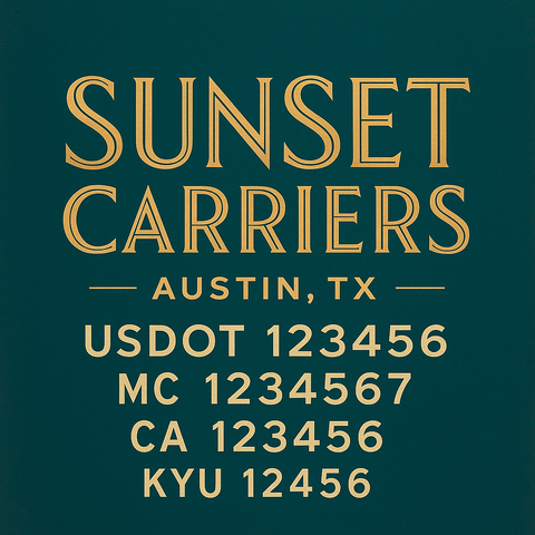 Custom Truck Door Decal Sticker Lettering with Trucking Name or Company Name, City & State, US DOT, MC, CA, KYU, GVW, VIN Sign (Set of 2)