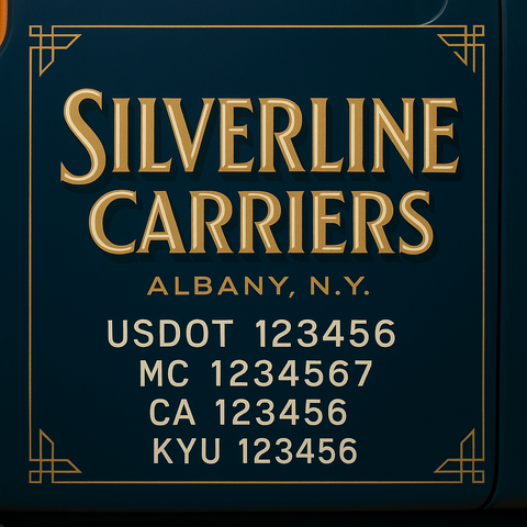 Custom Truck Door Decal Sticker Lettering with Trucking Name or Company Name, City & State, US DOT, MC, CA, KYU, GVW, VIN Sign (Set of 2)