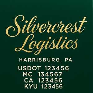 Custom Truck Door Decal Sticker Lettering with Trucking Name or Company Name, City & State, US DOT, MC, CA, KYU, GVW, VIN Sign (Set of 2)