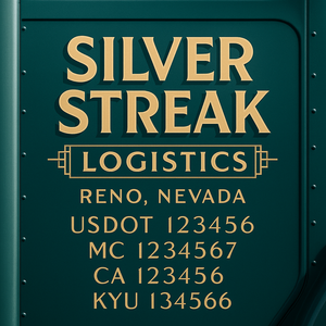 Custom Truck Door Decal Sticker Lettering with Trucking Name or Company Name, City & State, US DOT, MC, CA, KYU, GVW, VIN Sign (Set of 2)