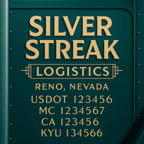 Custom Truck Door Decal Sticker Lettering with Trucking Name or Company Name, City & State, US DOT, MC, CA, KYU, GVW, VIN Sign (Set of 2)