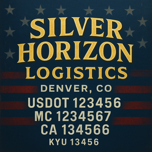 Custom Truck Door Decal Sticker Lettering with Trucking Name or Company Name, City & State, US DOT, MC, CA, KYU, GVW, VIN Sign (Set of 2)