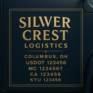 Custom Truck Door Decal Sticker Lettering with Trucking Name or Company Name, City & State, US DOT, MC, CA, KYU, GVW, VIN Sign (Set of 2)