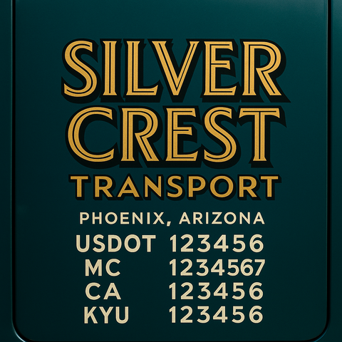 Custom Truck Door Decal Sticker Lettering with Trucking Name or Company Name, City & State, US DOT, MC, CA, KYU, GVW, VIN Sign (Set of 2)