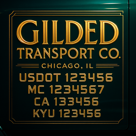 Custom Truck Door Decal Sticker Lettering with Trucking Name or Company Name, City & State, US DOT, MC, CA, KYU, GVW, VIN Sign (Set of 2)