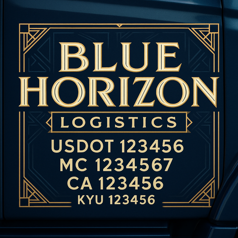 Custom Truck Door Decal Sticker Lettering with Trucking Name or Company Name, City & State, US DOT, MC, CA, KYU, GVW, VIN Sign (Set of 2)