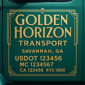 Custom Truck Door Decal Sticker Lettering with Trucking Name or Company Name, City & State, US DOT, MC, CA, KYU, GVW, VIN Sign (Set of 2)