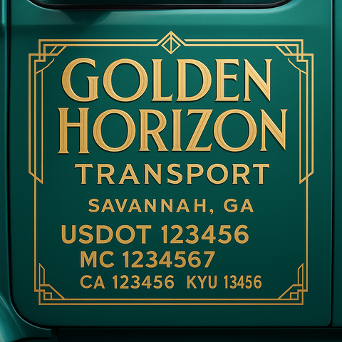 Custom Truck Door Decal Sticker Lettering with Trucking Name or Company Name, City & State, US DOT, MC, CA, KYU, GVW, VIN Sign (Set of 2)