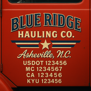 Custom Truck Door Decal Sticker Lettering with Trucking Name or Company Name, City & State, US DOT, MC, CA, KYU, GVW, VIN Sign (Set of 2)